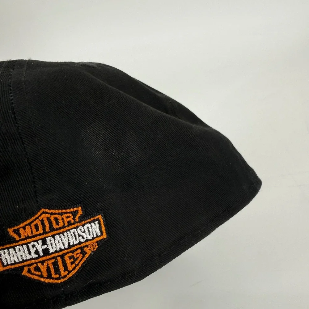 Harley-Davidson New Era 59FIFTY Fitted Hat Black Orange Size 7 3/8 Biker Cap